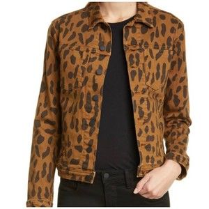 NWT L’AGENCE Celine Cheetah Print Denim Jacket Size S MSRP $365